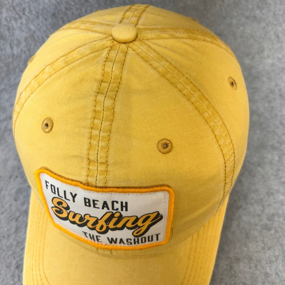 Folly Beach Surfing The Washout Mens Yellow Legacy Baseball Hat Patch OSFA - Picture 8 of 12